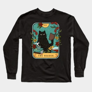 Funny Tarot Card, Cats and Plants, The Reader, Astrology Long Sleeve T-Shirt